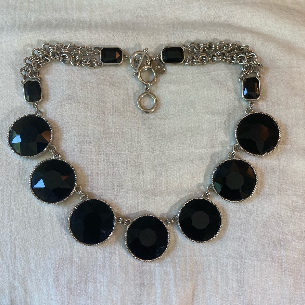 White House Black Market Black Faceted Glass‎ Statement Necklace